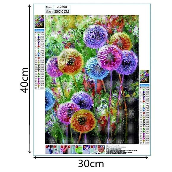 5D Diamond Crystals Dandelion New Canvas Art Paint by Numbers Kit Floral - Picture 2 of 3